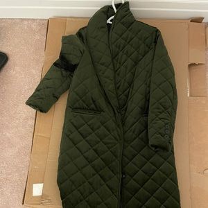 Dark green velvet long coat